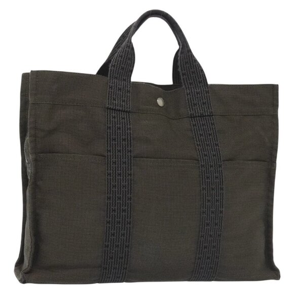HERMES Fourre Tout MM Hand Bag Canvas Gray Auth th6264 - Picture 1 of 16